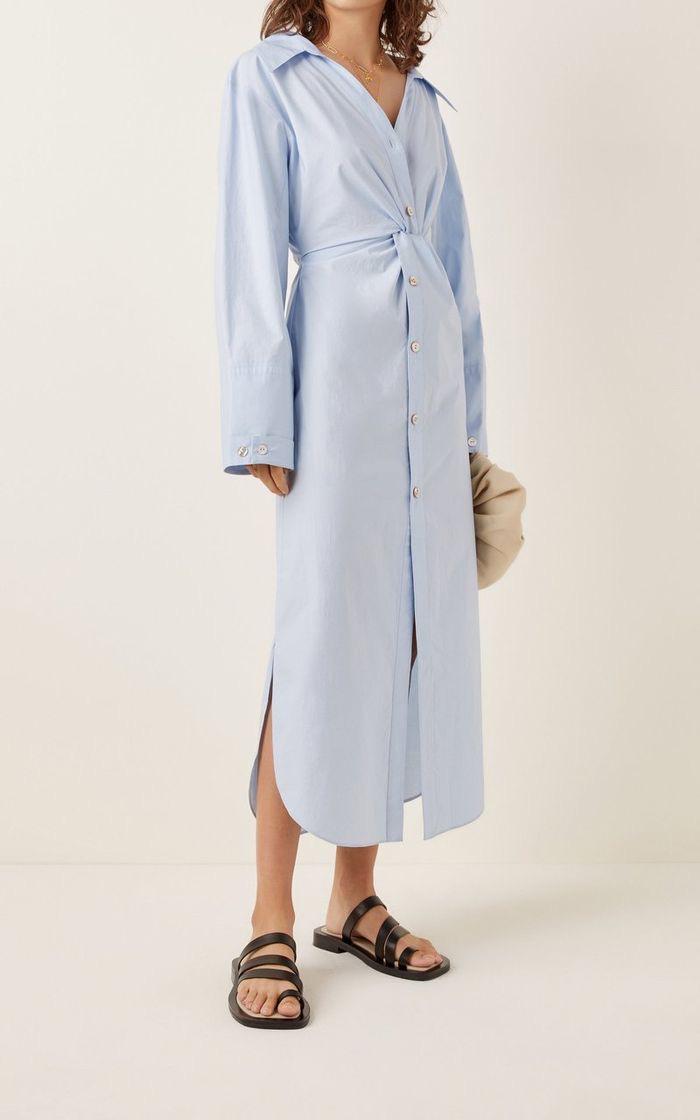 Blue Linen Cotton Bathrobe With Hoodie And Pockets.